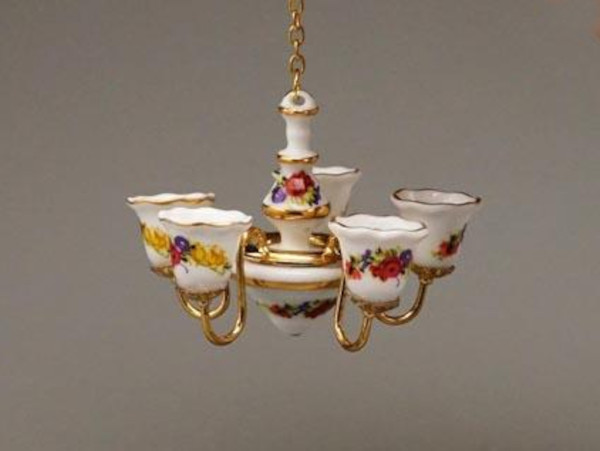 (image for) Miniature Non Working Ceramic 5 Arm Chandalier