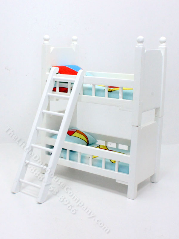 Miniature White Kid's Bunk Bed with Winnie The Pooh Bedding [DBJ 241-6 ...