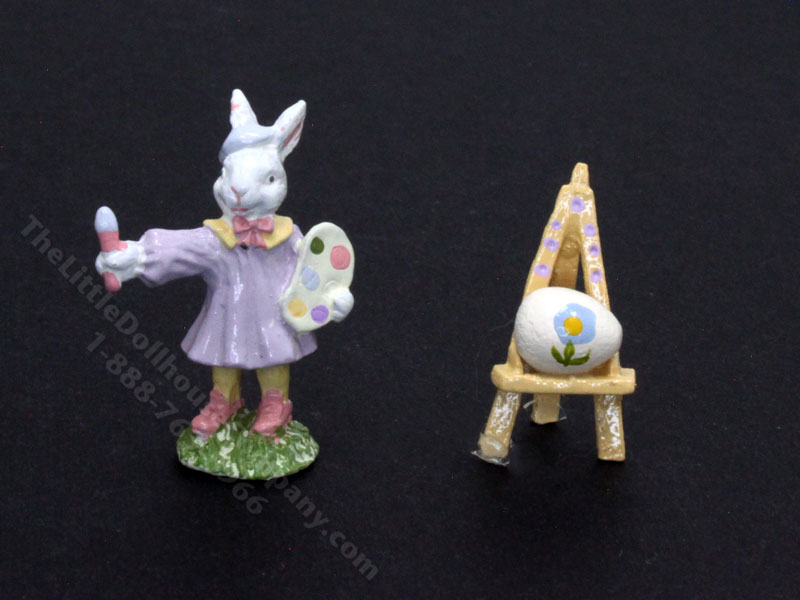 Dollhouse Miniature Bunny Artist and Easel [LPD 031] | The Little ...