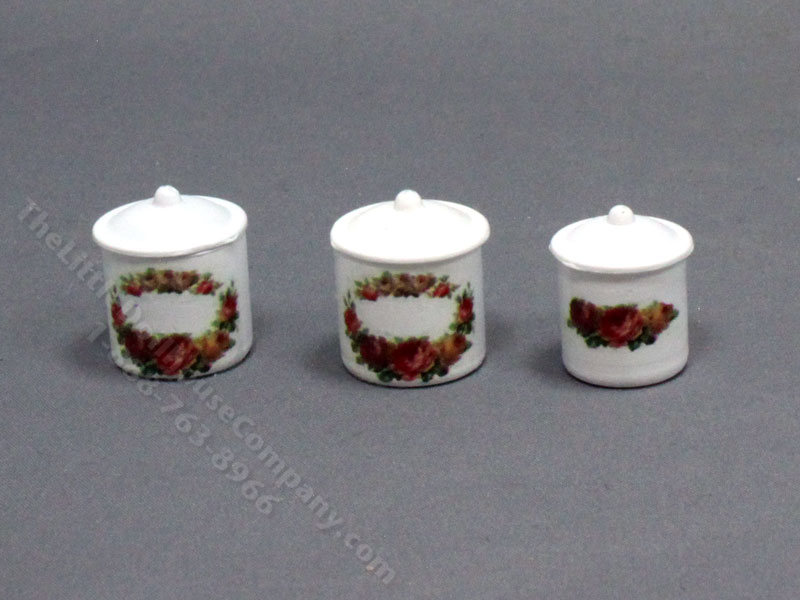 Set Di Lattine In Miniatura Per Casa Delle Bambole 1:12 - 10 Pezzi Con Coperchi E Strofinacci