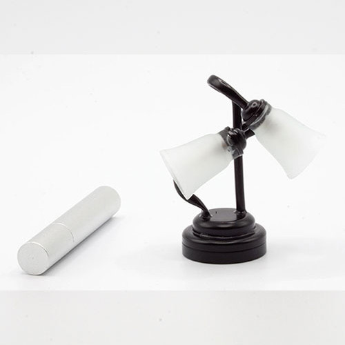 (image for) Miniature LED Dual Shade Black Desk Lamp with Wand for Dollhouse