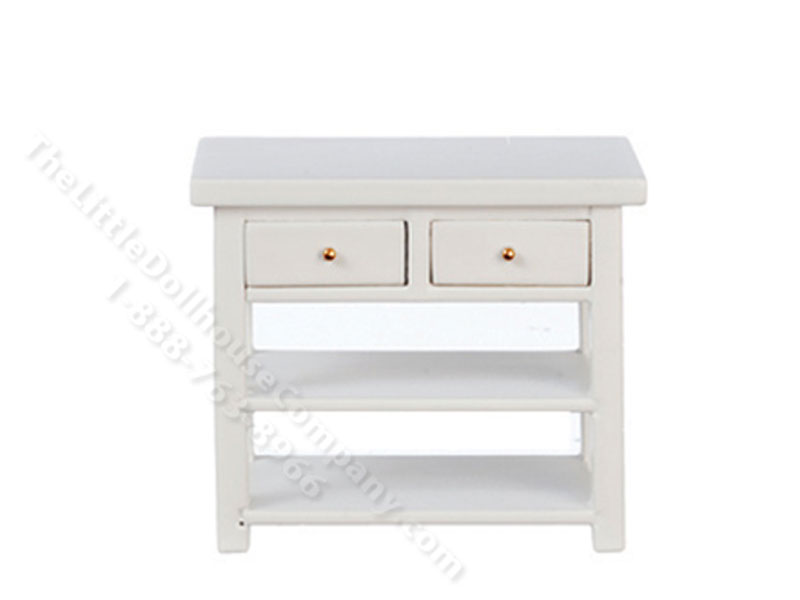Miniature White Kitchen Table w/Drawers [AZT T2646] | The Little ...