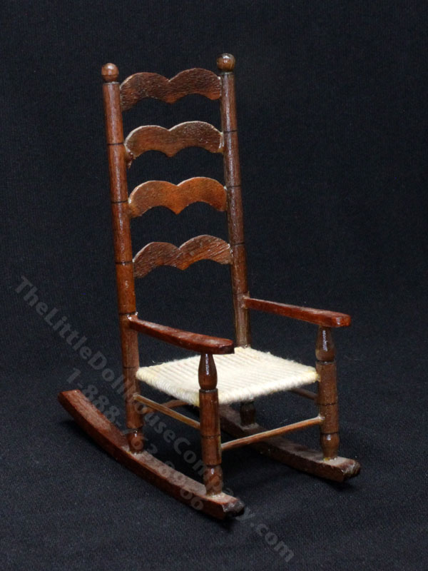 Miniature Walnut Ladderback Rocker for Dollhouses [MJD 4194] | The ...