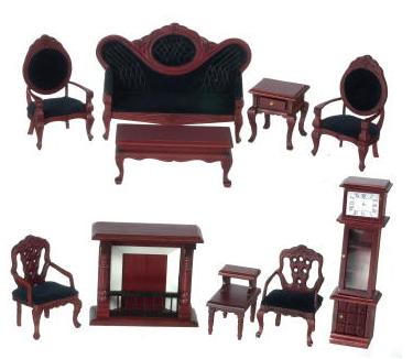 (image for) Green Mahogany Living Room Set, 10pc