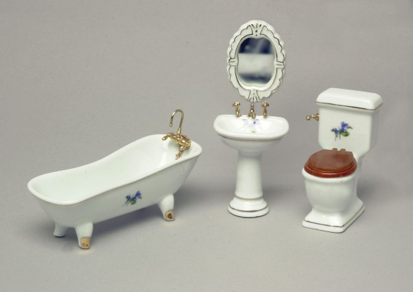 (image for) Miniature Bathroom Set for Dollhouses (4pc)