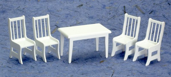 (image for) Dollhouse Miniature White Kitchen Table and Chairs