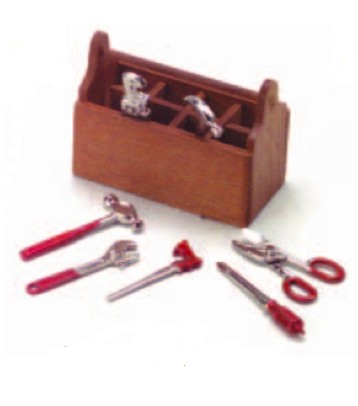 (image for) Dollhouse Scale Model Tool Box with Eight Tools
