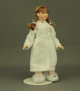(image for) Girl Wearing White Bunny Slippers by Cindy's Dolls