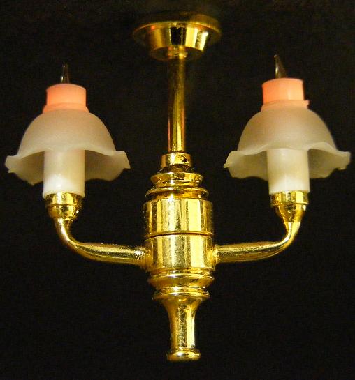 (image for) Dollhouse 1/2 Scale Model 2-Arm Bell Shade Chandelier
