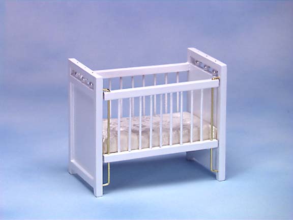 (image for) White Crib for Dollhouses