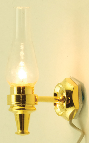 (image for) Glass Chimney Wall Sconce Clear, Gold Base