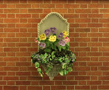 (image for) Hanging planter niche with pansies
