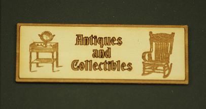 (image for) Dollhouse Miniature Wood Plaque - "Antiques and Collectibles"