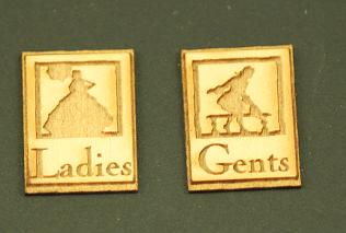 (image for) Dollhouse Miniature Wood Plaques - "Ladies and Gents"