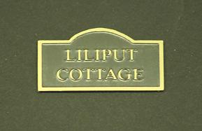 (image for) Dollhouse Miniature Brass Plaque - "Liliput Cottage"