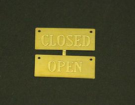 (image for) Dollhouse Miniature Brass Store Plaque - "Open and Closed"