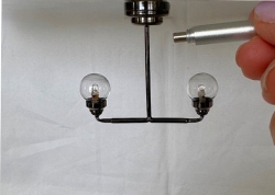 (image for) Miniature LED 2 Up-Arm Chandelier with Wand for Dollhouse - Pewter