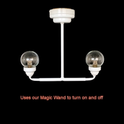 (image for) Miniature LED 2 Up-Arm Chandelier with Wand for Dollhouse - White