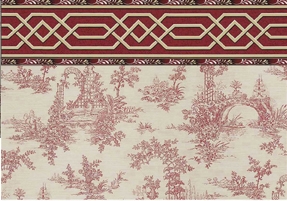 (image for) Wallpaper - Oriental Vase - Burgundy - Toile