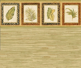 (image for) Dollhouse Scale Model Wallpaper Palm Leaves, Green