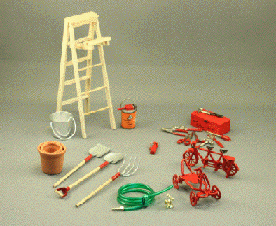 (image for) Dollhouse Miniature Garage and Backyard Accessories