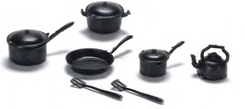 (image for) 10 Pieces Black Metal Kitchenware For Dollhouses