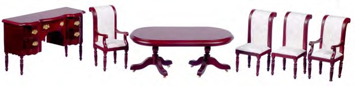 (image for) Dollhouse Miniature Mahogany Dining Room Set