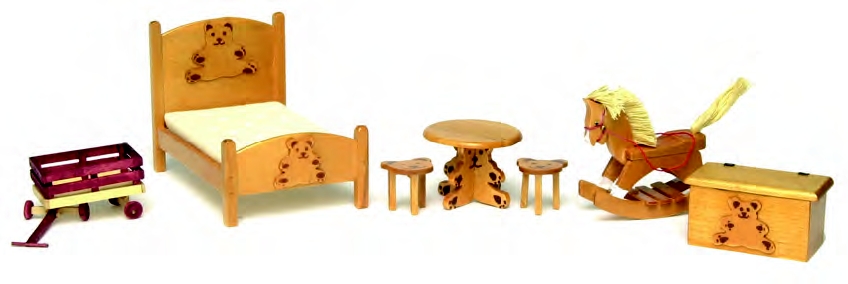 (image for) Miniature Bear Bedroom Set for Dollhouses