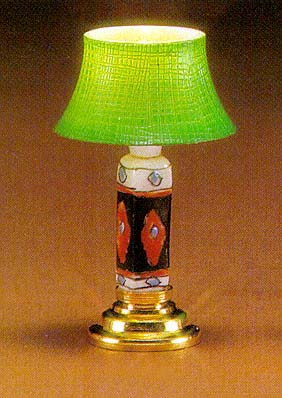 (image for) Dollhouse Scale Model Modern Table Lamp, Cherokee Green Shade