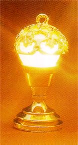 (image for) Dollhouse Scale Model Elegant Table Lamp, Gold w/Filligre Shade