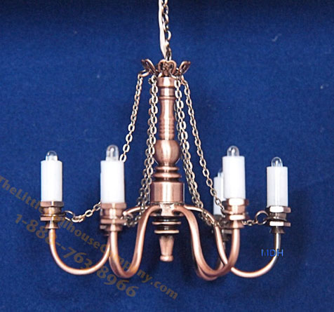 (image for) Miniature Copper Battery Operated 6-Arm Chandelier