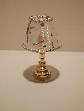 (image for) Miniature Sparkling Silver Shade Table Lamp for Dollhouses