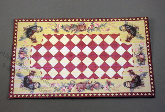 (image for) Miniature Four Roosters Carpet for Dollhouses