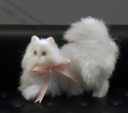 (image for) Dollhouse Scale Model White Cat by Bridget McCarty