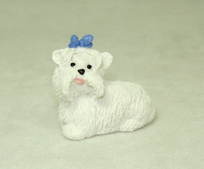 (image for) Dollhouse Scale Model Maltese Dog Laying