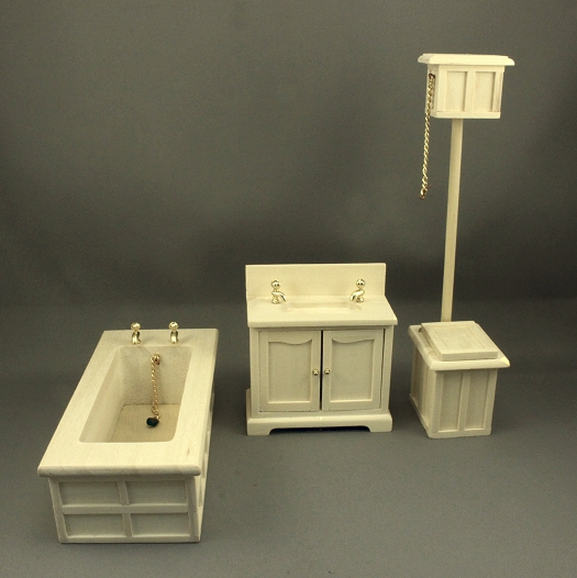 (image for) Dollhouse Miniature Bathroom Unfinished Set