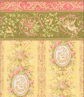 (image for) Dollhouse Scale Model Wallpaper Victoriana - Yellow