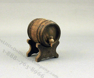(image for) Dollhouse Scale Model Small Wine Barrel on Stand