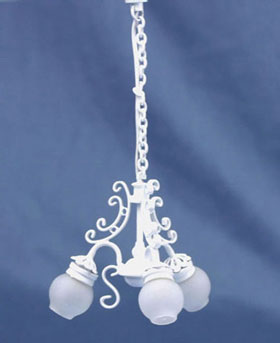 (image for) Dollhouse Scale Model Chandelier, 3-Lt Frosted Globes