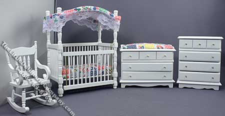 (image for) Dollhouse Miniature Four Piece Nursery Set