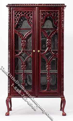 (image for) Walnut China/Curio Cabinet for Dollhouse
