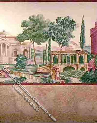 (image for) Miniature 3 pc. Set Grecian Mural Wallpaper with Red Trim