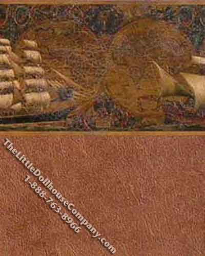 (image for) Miniature 3 pc. Naval Mural Wallpaper with Textured Wainscot Set