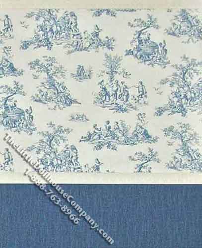 (image for) Miniature 3 pc. Blue Toile Wallpaper with Dark Blue Wainscot Set