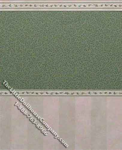 (image for) Miniature 3 pc. Green Leaf Wallpaper with Leaf Border Set