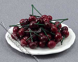 (image for) Dollhouse Scale Miniature Cherries on a Plate