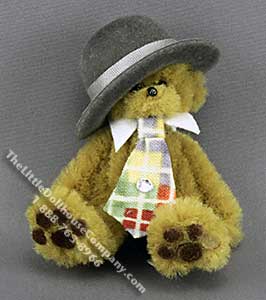 (image for) Miniature Bear in Hat and Tie by Sue Wilkes of Shoebutton Bears