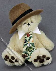 (image for) Miniature Bear in Hat and Tie by Sue Wilkes of Shoebutton Bears