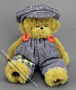 (image for) Miniature Bear in Hat and Overalls by Sue Wilkes