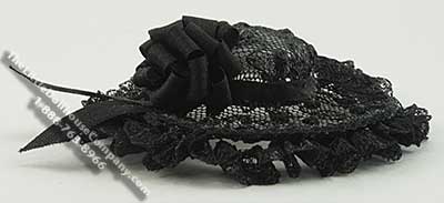 (image for) Dollhouse Miniature Black Lace Ladies Hat